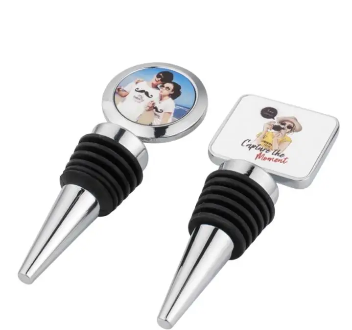 Sublimation Wine bottle stoppers Bar DIY white blank Plug Mutiple shapes Creative gift Zinc alloy Cork SN3811