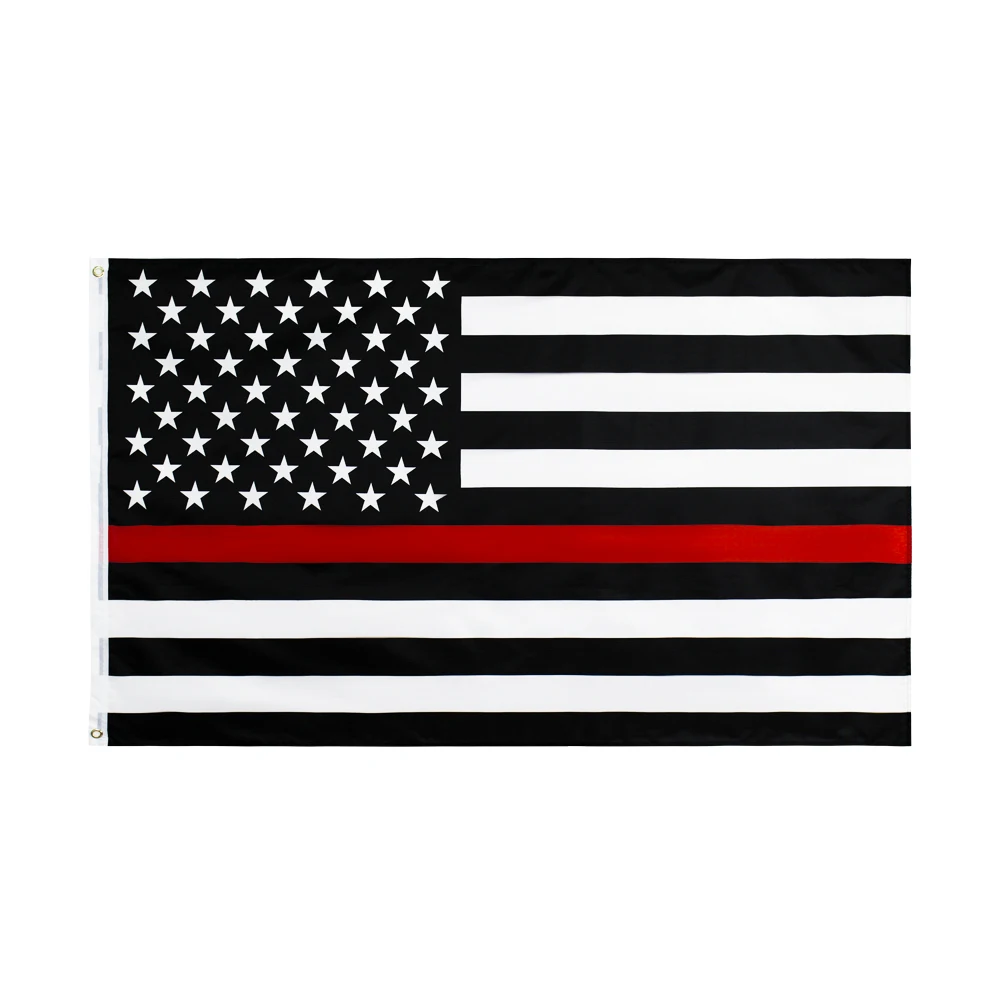 Thin Red Line Flag 3x5 ft with star black blue white American flag banner