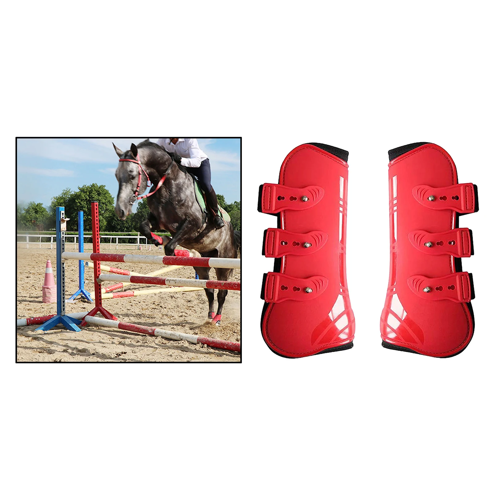 Horse Tendon Boot Horse PU Shell Neoprene Lined Front/Rear Leg Boots Sets Horse Bell Boots Legs Equine Protective Gear