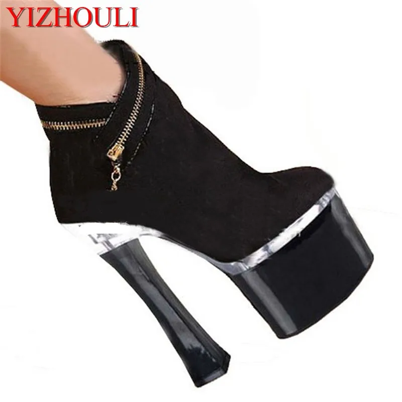 

Fashion women 18 cm, suede material high heels, and stage banquet catwalk performance booties