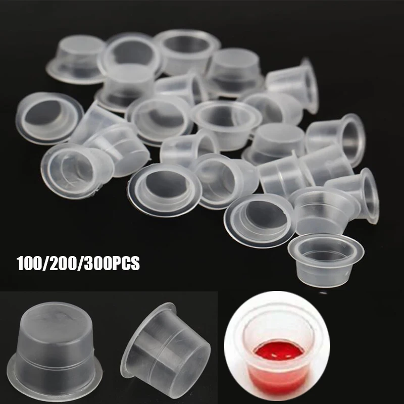 100/200/300PC tappi per tatuaggio trasparenti usa e getta tazze per inchiostro trucco pigmenti tappi per inchiostro tazze grandi medie di piccole dimensioni