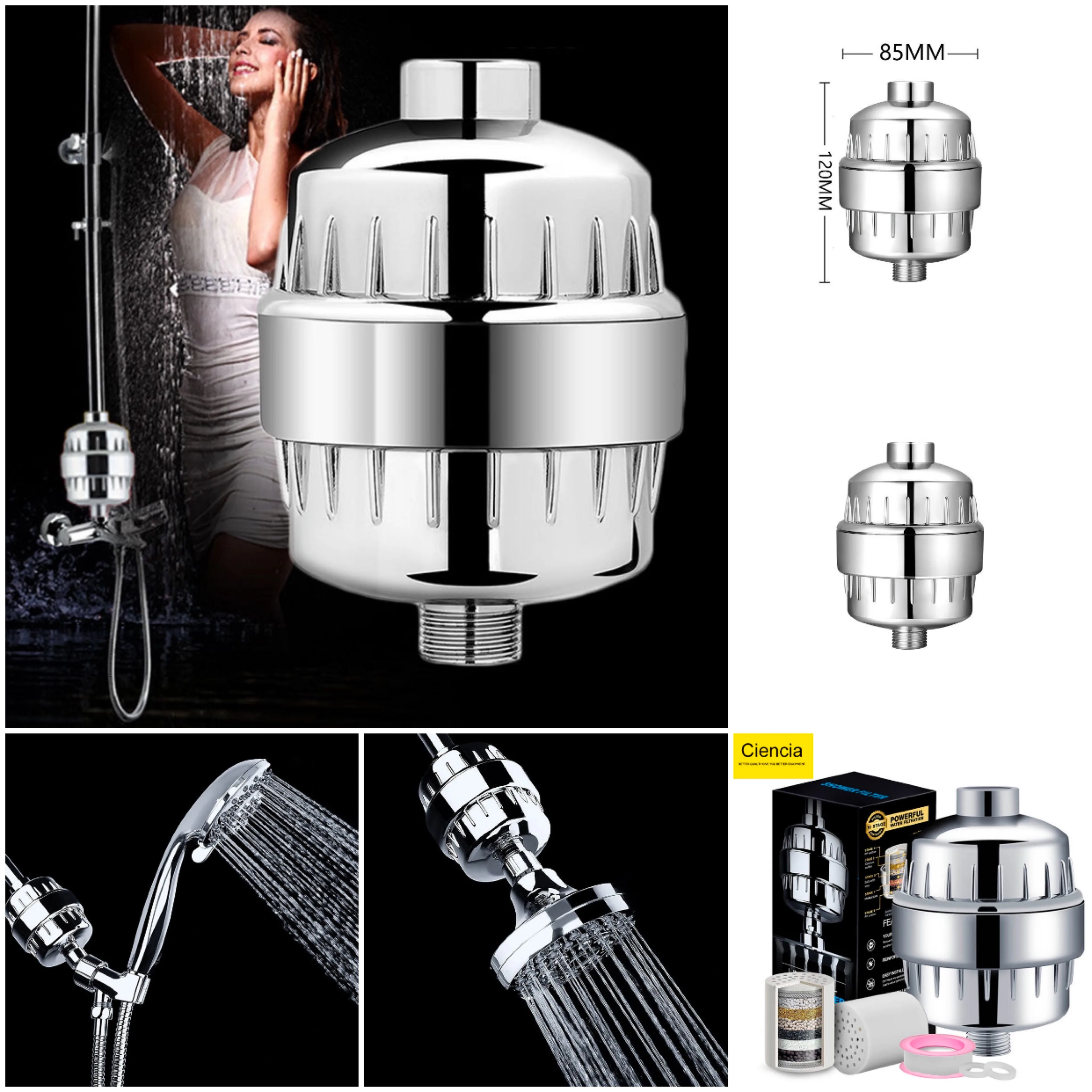 

Bath Shower Filter(H-303-3E) Softener Chlorine&Heavy Metal Removal Water Purifier For Health Bathing