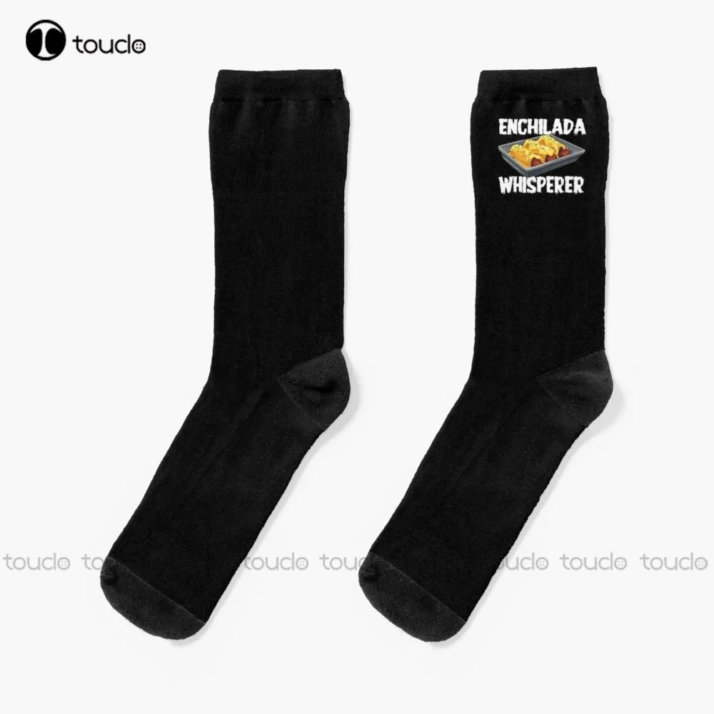 Enchilada Whisperer Gift Whisperer Enchilada Tortilla Mole Mexico Mexican Socks Mens Black Crew Socks Unisex Adult Teen  Socks