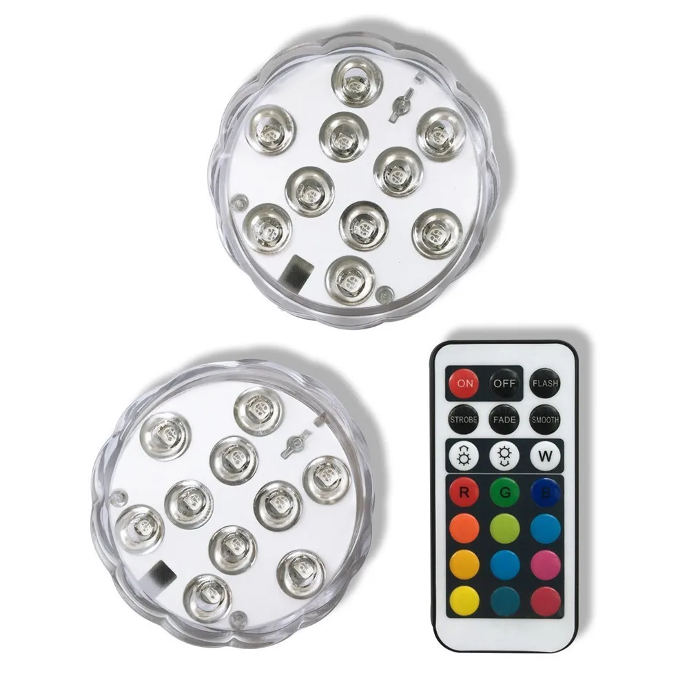 LED Remote Control RGB Diving Lights Battery-Powered Underwater Night Lights Outdoor Party Garden Swimming Pool Decoration Light