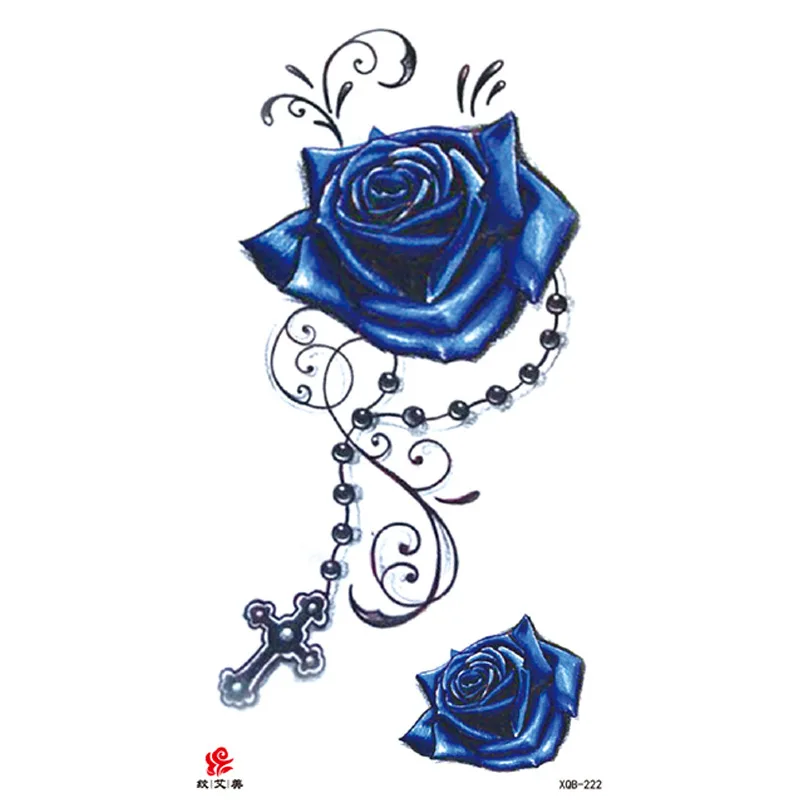 New Sexy Women Arm Leg Makeup Flash Temporary Tattoo Snake Wolf  Skull 3D Blue Enchantress Rose Design Waterproof Tattoo Sticker