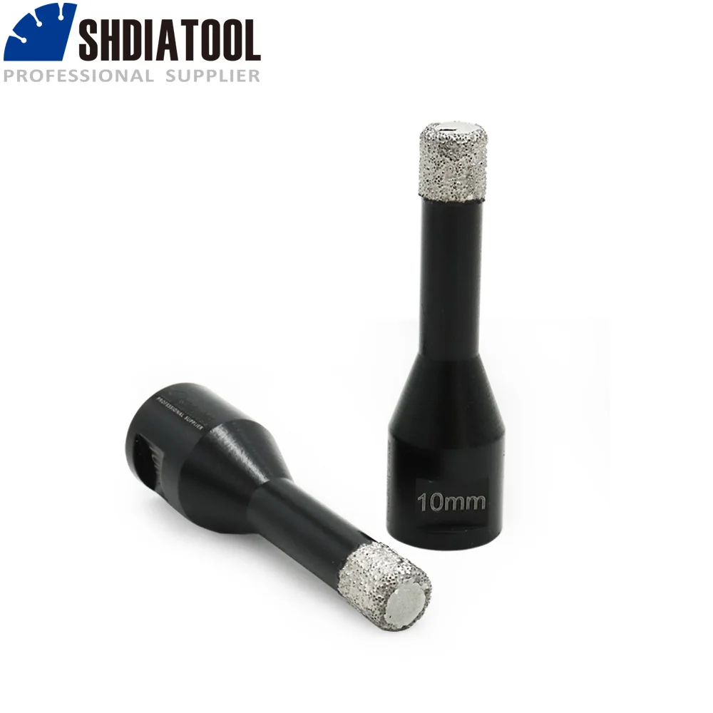 SHDIATOOL 2pcs M10 Dia 10mm Vacuum Brazed Diamond Drilling Bits Dry Drilling Core Bit For Granite Marble Tile Ceramic Hole Saw