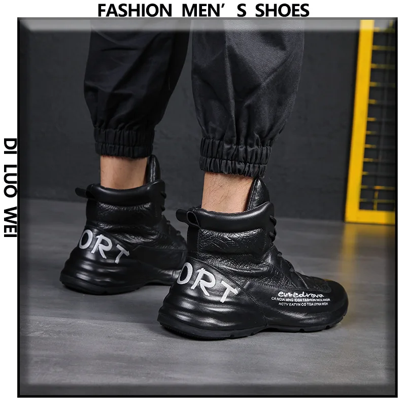 Genuine Leather Winter Boots For Men Crocodile Leather Casual Fleece Warm Shoes Motorcycle Punk Botas Male Fashion Loafer Hombre image 4