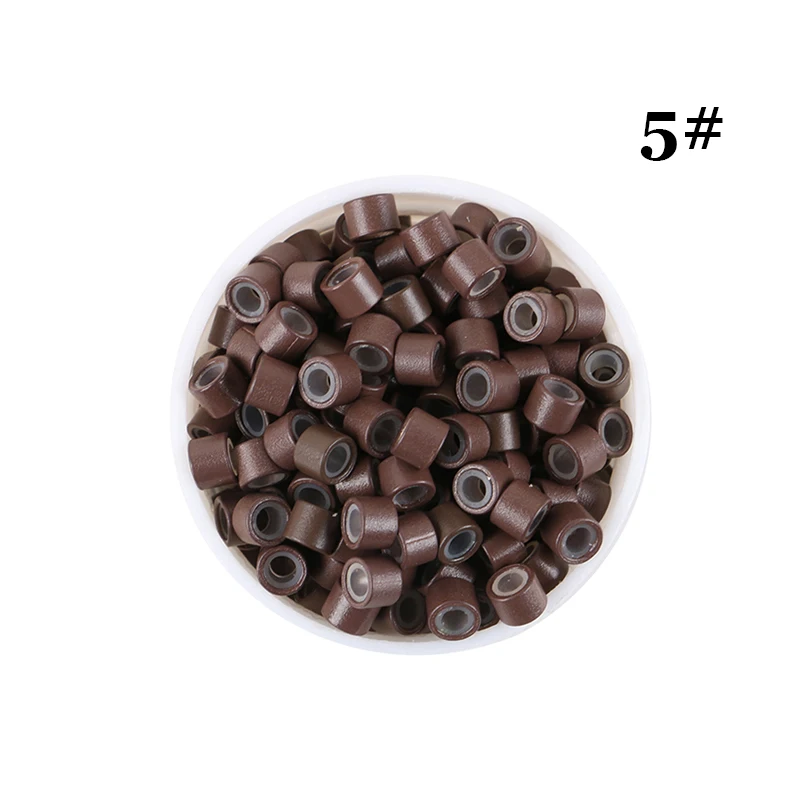 HARMONY 1000 Pieces 4.0*2.0*3.0mm Silicone-Lined Beads Aluminum Micro Rings Tubes Links With Silicone 8 Colors Optional