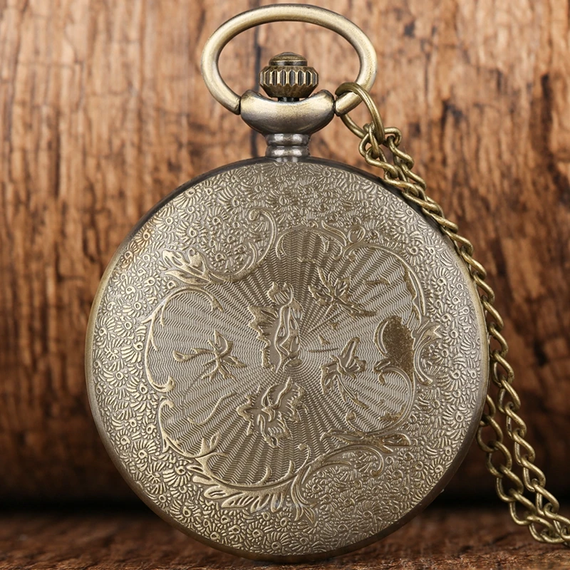 Retro Hollow Peacock Quartz Pocket Watch Bronze Chinese Necklace Pendant Animal Quartz FOB Clock Watch Art Collectibles Reloj