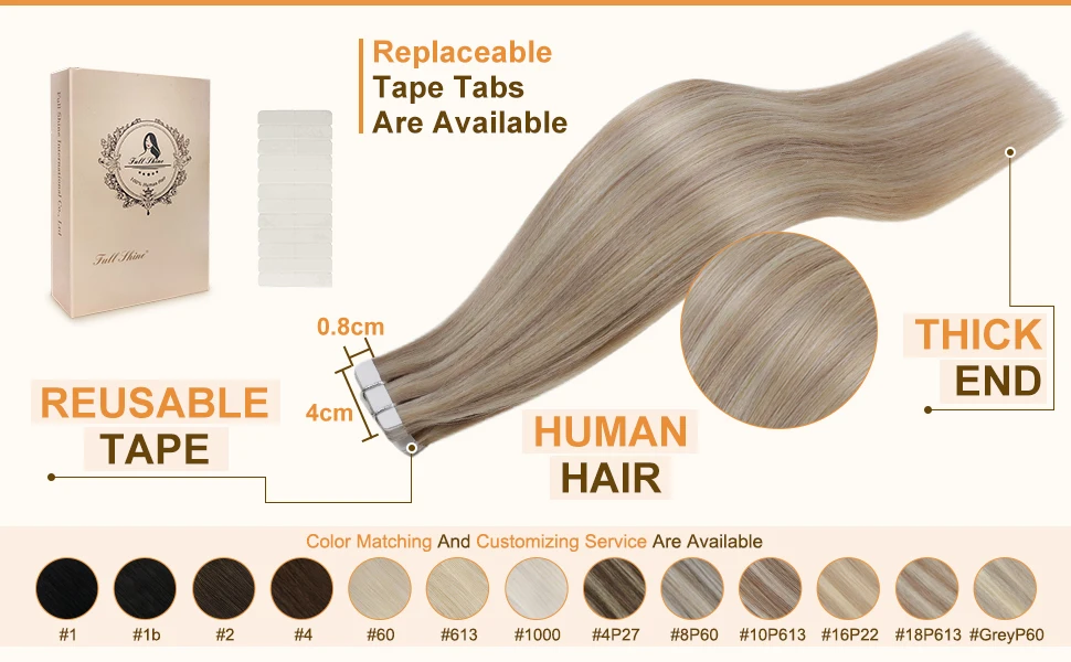 Full Shine Tape in Haarverlängerungen, Remy-Echthaar, dunkelstes Braun, 30,5–61 cm, 100 % Remy-Echthaar, unsichtbare Glätte – Detail 10
