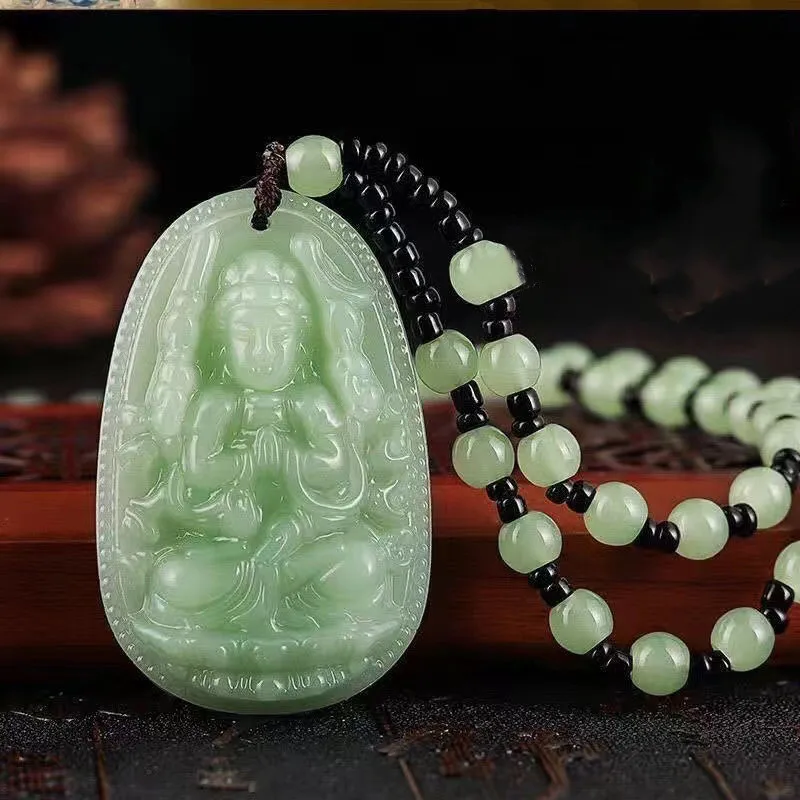 High quality unique natural carved Buddha statue jade jade material Zodiac natal Buddha eight patron saint amulet necklace