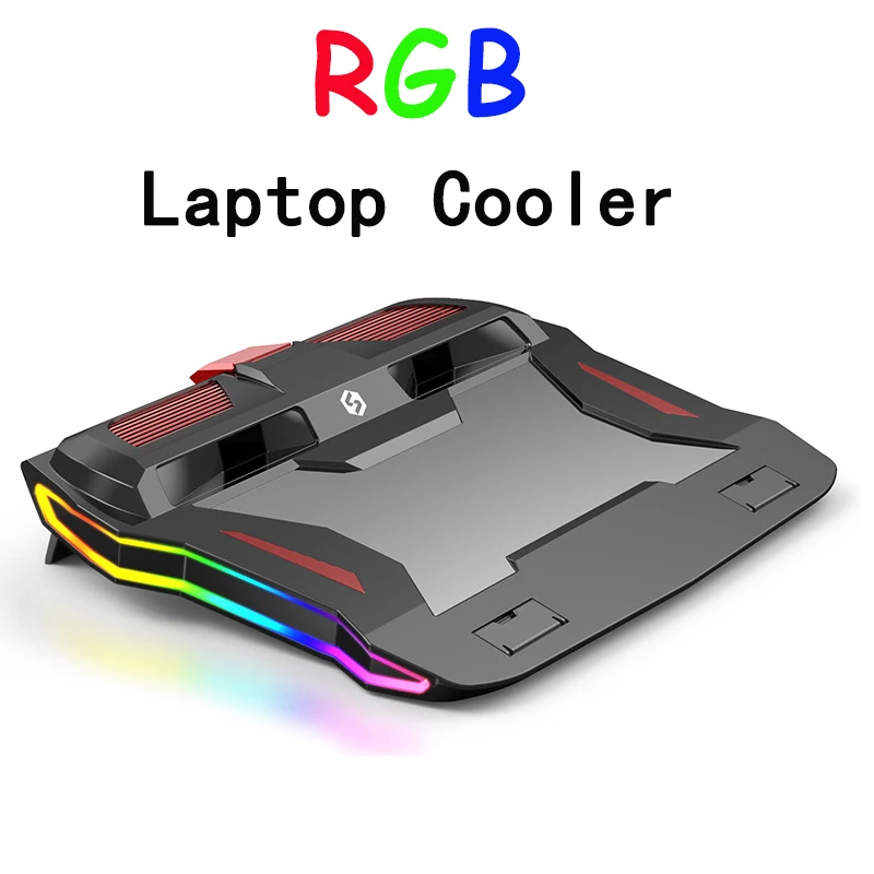 Gaming Laptop Cooler 2 Powerful Turbocharged Fans With RGB Light Laptop Cooling Pad Adjustable Notebook Stand For 12-17 inch