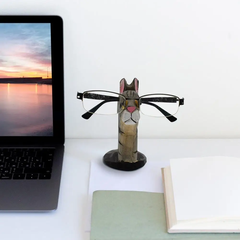 Glasses Holder Stand Cat Funny - Novelty Animal Wooden Eyeglass Stand Sunglasses Holder For Home Office Desk Cafe Shop Decoratio