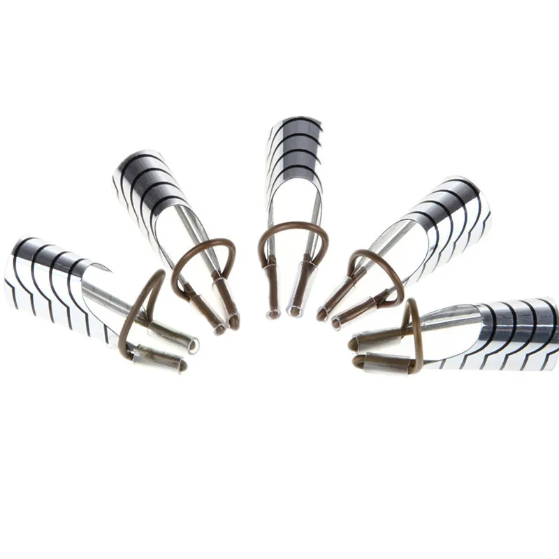 1 Juego (5 uds) de forma de uña plateada doble reutilizable para hacer uñas, curva C, puntas francesas acrílicas, herramientas de decoración de uñas T0599