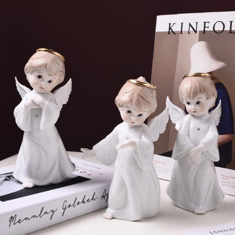 Nordic home decor ceramic cute angel ornaments Home living room loft decoration wedding birthday gift ceramic home ornaments