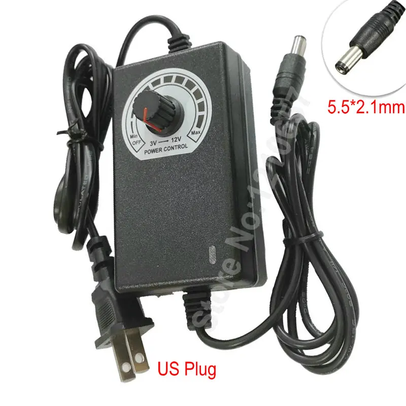 Adjustable Power Adapter Supply AC 100V/220V To DC 3V 12V Switching Lighting Transformer 2A LED Strip US Plug Power Adaptor