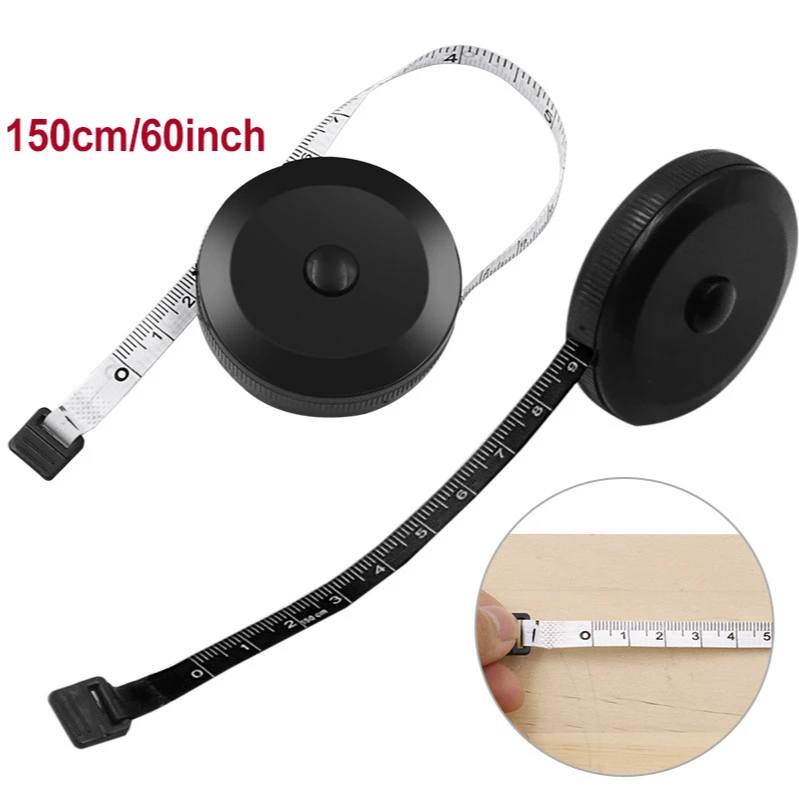 1.5m/60 polegada fita preta medidas dupla face retrátil ferramentas abs automático flexível mini costura fita de medição roupa régua