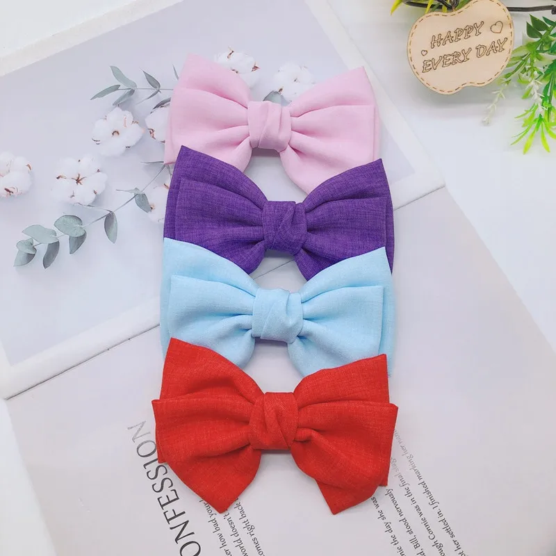 Pasadores de lino Vintage para mujer, 2 niveles, gran lazo, pinza para el cabello, pinza de cola de caballo coreana, accesorios para el cabello de