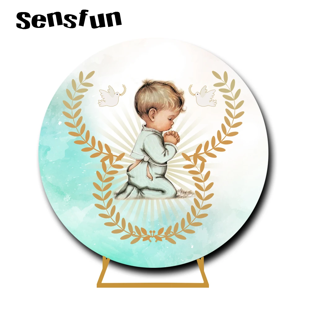 غطاء خلفية دائري لاستوديو الصور ، صور مخصصة ، خلفية لحديثي الولادة ، التعميد ، التواصل المقدس ، يا بيبي ، 7 خيارات