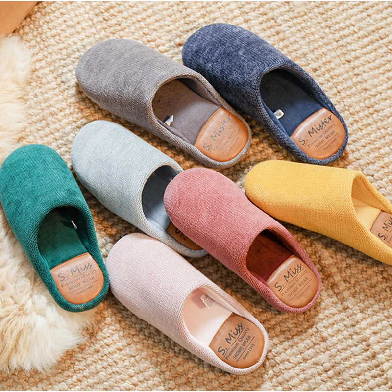 Youpin novo inverno chinelos de algodão quente homem sapatos mulher antiderrapante respirável, transpiração, pele-amigável pelúcia chinelos de sola grossa