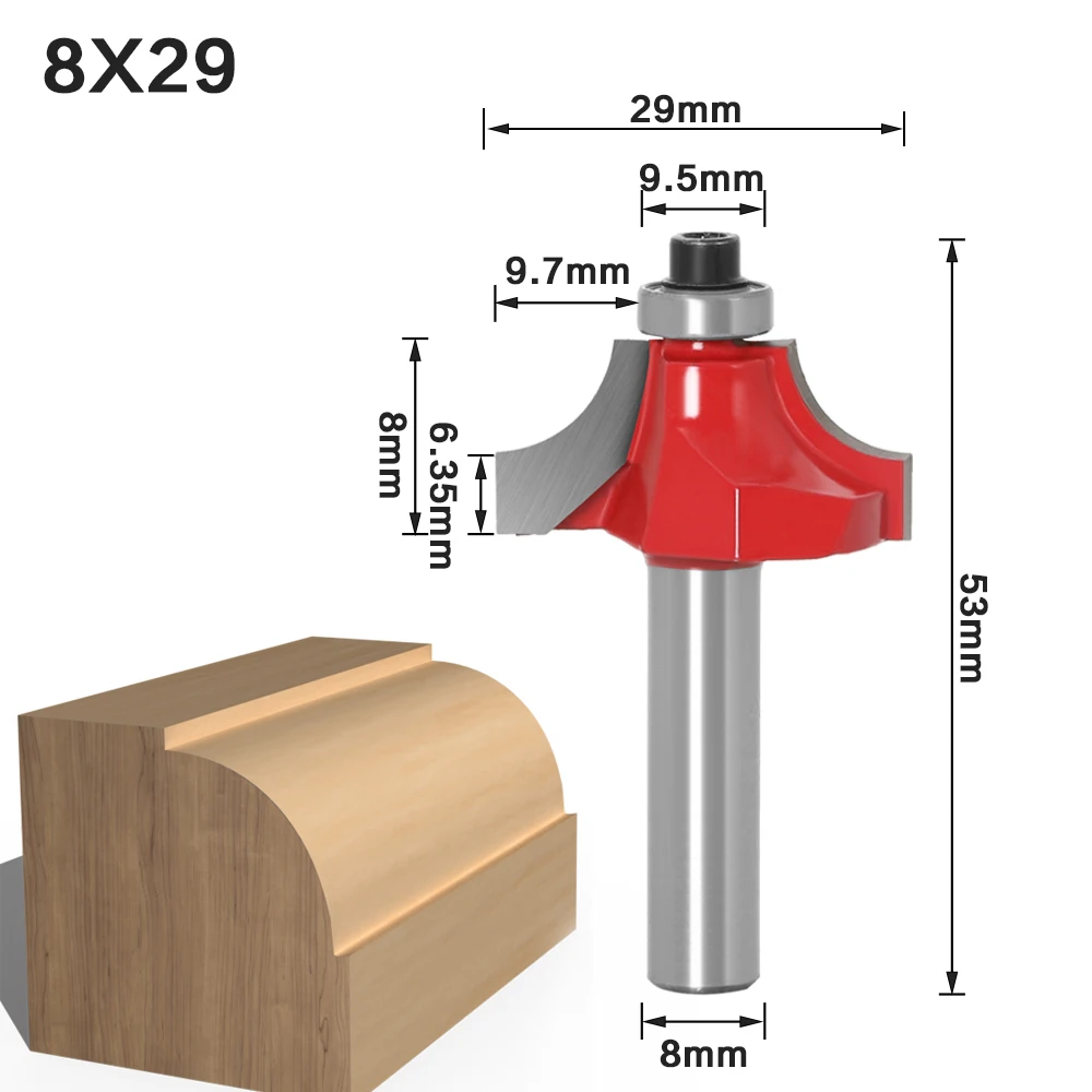 Imagem -02 - Rodada Shank Chamfering Cutter sobre Beading Edging Router Bit Raio Straight End Moinho Trimmer Limpeza Flush Trim 1pc mm Shank