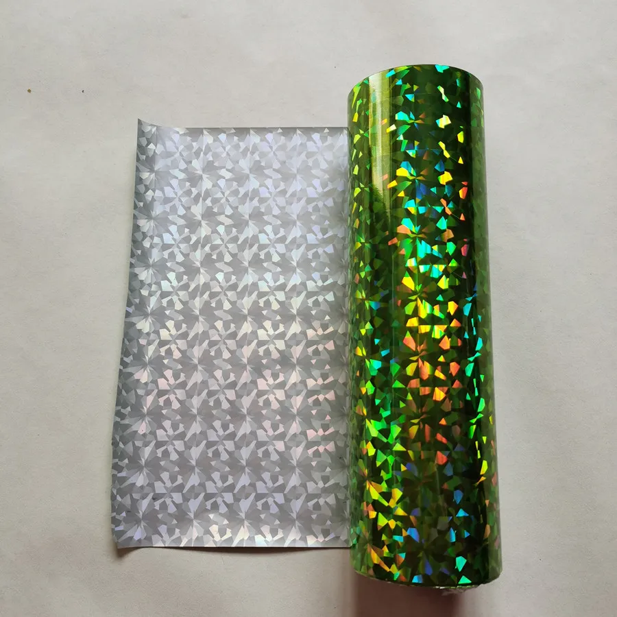 Holographic foil stamping foil light green color broken glasses design hot press on paper or plastic stamping film