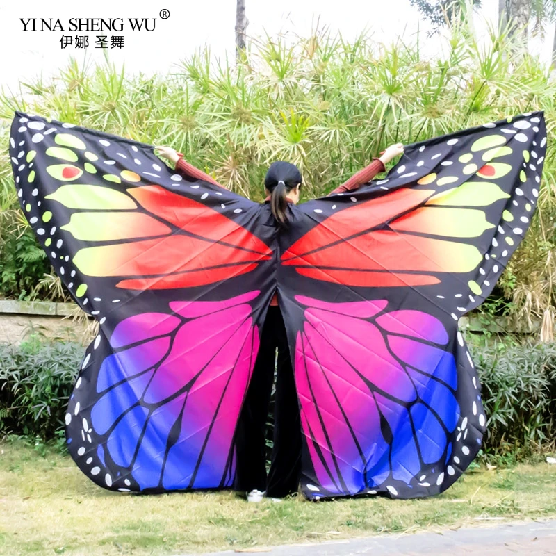 Rainbow Butterfly Wings For Women Kids Belly Dance Fashion 360 Degree Big Butterfly Props Stage Performance Rave Festival Wings