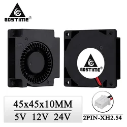 1Pcs Gdstime DC 5V 12V 24V Fan 45mm 45mmx45mmx10mm 3D Printer Cooling Fan 4.5cm 4510 Micro Radial Turbo Blower Fan