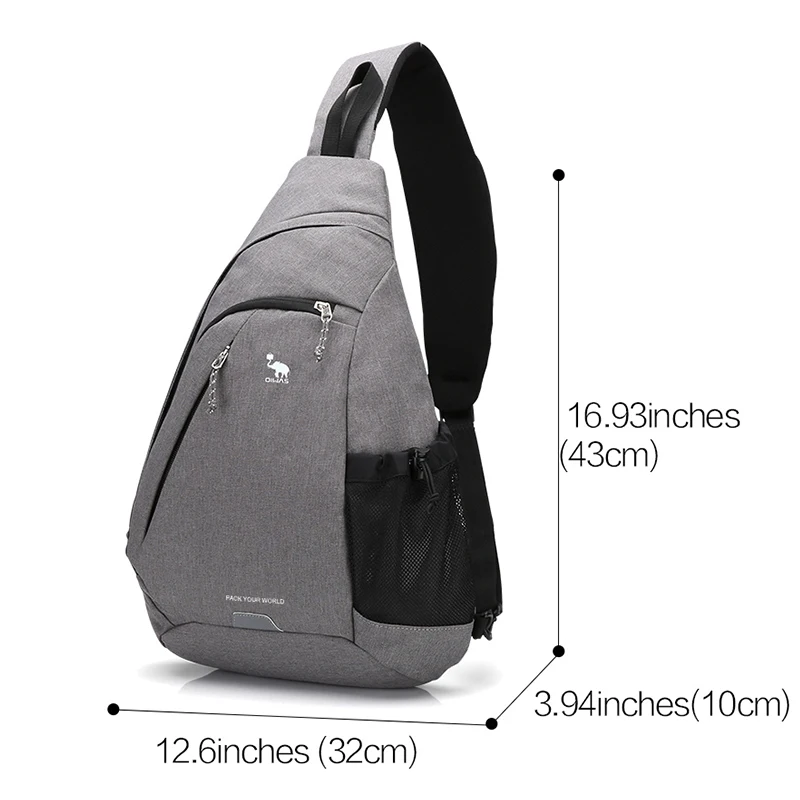 OIWAS-Bolso de viaje con una correa para hombre, Bolsa de hombro cruzada impermeable, mochila escolar con cinturón