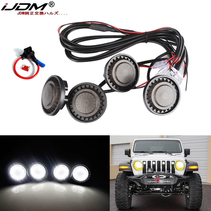 iJDM 6000K White/Amber 12v Front Grille Lighting For 2007-2018 Jeep wrangler JK JKU Pro Grill ONLY Front Grille Lighting DRL