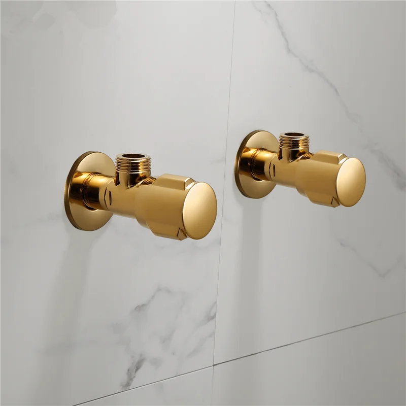 Tuqiu Brass Angle Valve Water Control Valve Gold Corner Valve  Chrome Bathroom Tap Water Valve 1/2*1/2 Brass Black Angle valves