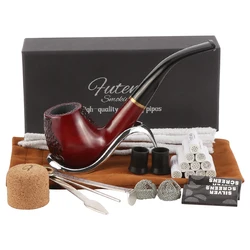 Super Smoking Tobacco Pipe Set Classic Wooden Tobacco Red Sandalwood Pipe Chimney Filter For Smoking Accessories