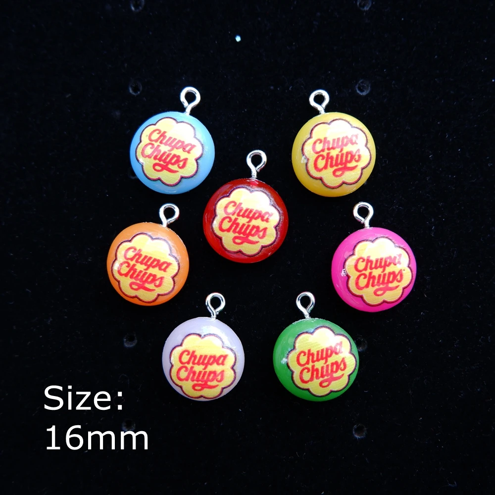 Piruleta de caramelo, colgantes, cabujón de resina con parte posterior plana para DIY, collar, pendiente, llavero, accesorios para hacer joyas