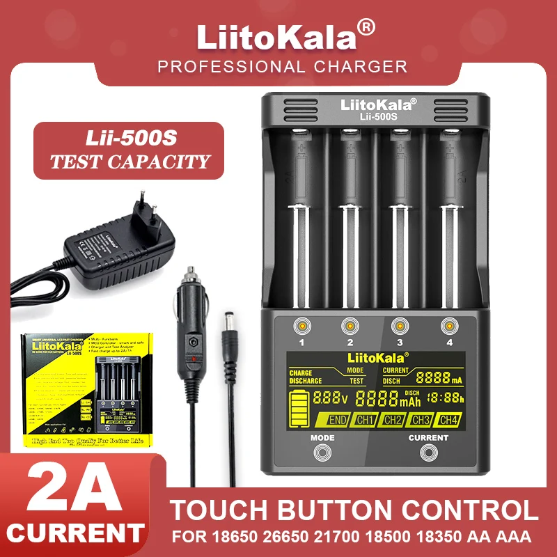 Liitokala Lii-M4S Lii-500 Lii-PD4 Lii-500S LCD 3.7V 18650 18350 18500 21700 20700 14500 26650 AA NiMH Lithium-Battery Charger