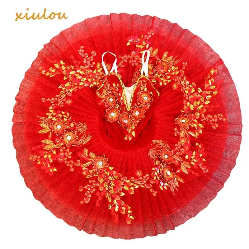 Tutu di balletto professionale ragazze bambini donne adulto rosso blu Chinoiserie Costume da balletto abbigliamento da palcoscenico Costume da Ballerina di danza del lago dei cigni