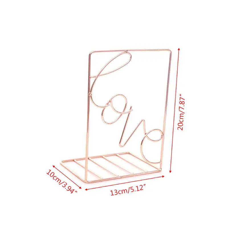 1 쌍 크리 에이 티브 사랑 모양의 금속 Bookends 데스크 책 스토리지 홀더 선반 책 주최자 스탠드 사무실 학생