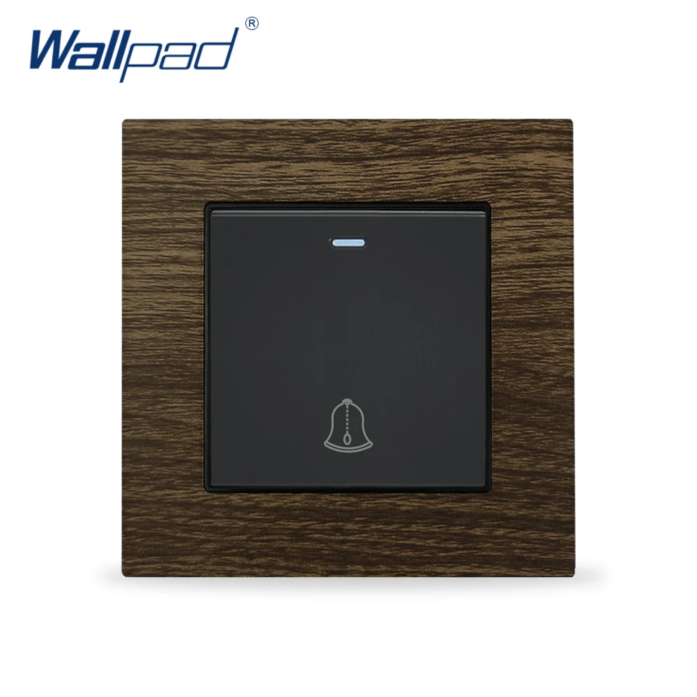 Doorbell Switch Wallpad Gold Crystal Glass Reset Wall Light Power Switch 16A Momentary Push Button