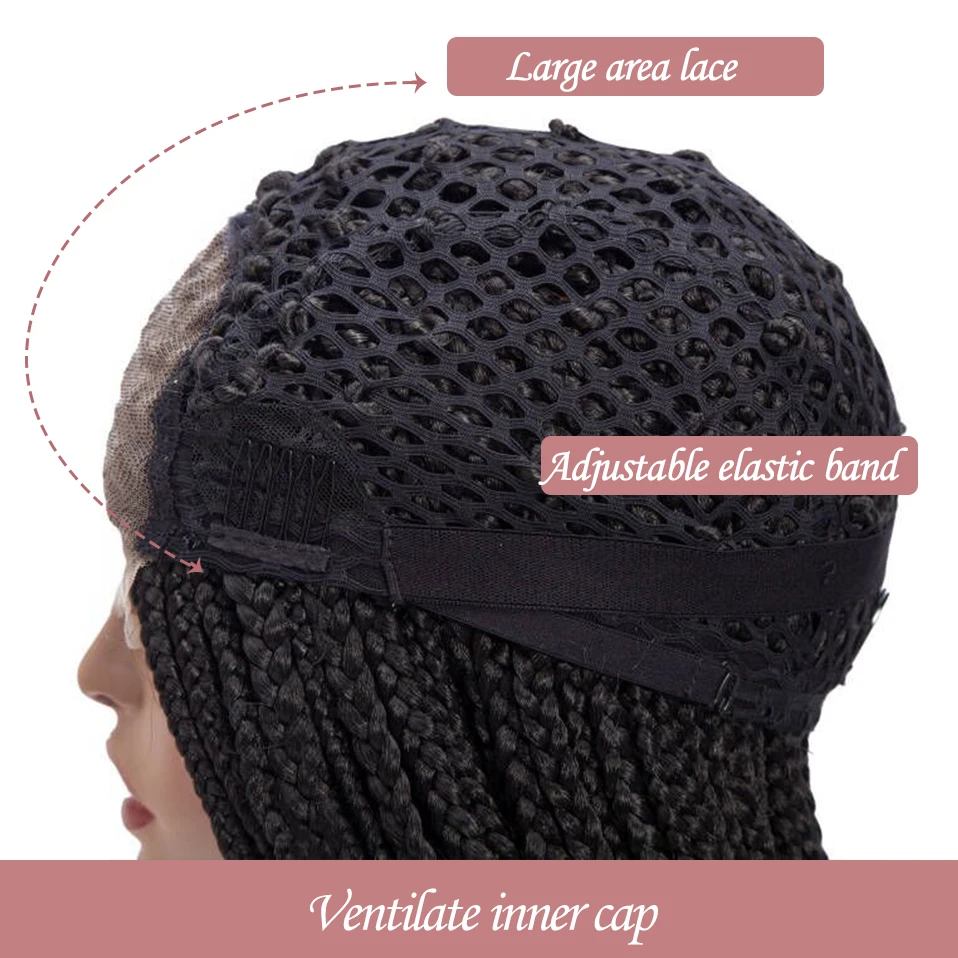 Perruque Lace Front Wig synthétique tressée Extra longue 32 pouces – s-noilite, perruques Afro faites à la main avec Baby Hair pour femmes