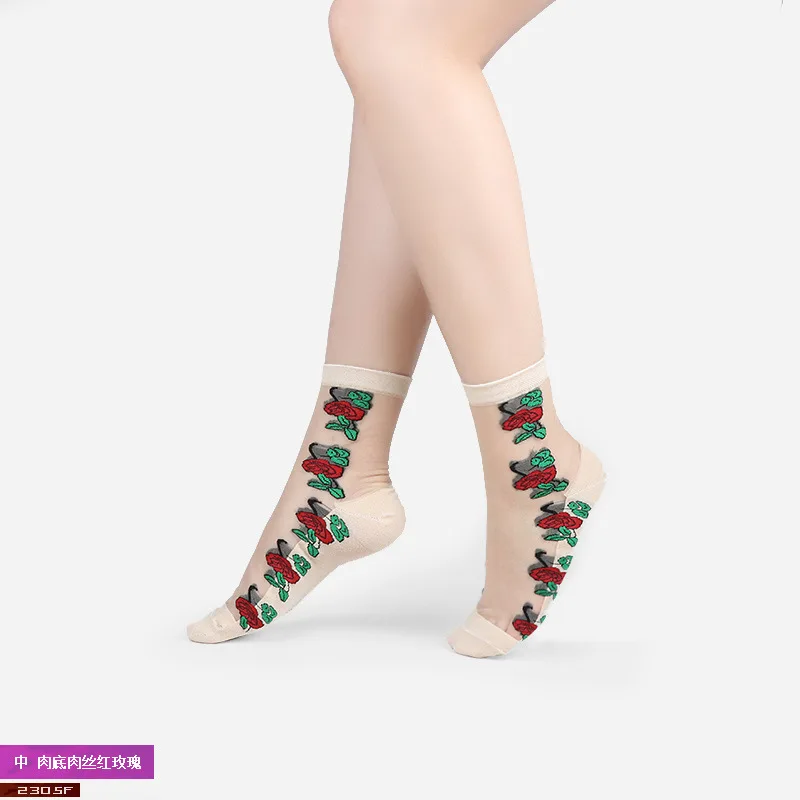 Chaussettes Sexy en résille et dentelle pour femmes, mélange de fibres transparentes et extensibles, fil fin, 1 paire = 2 pièces, tt092