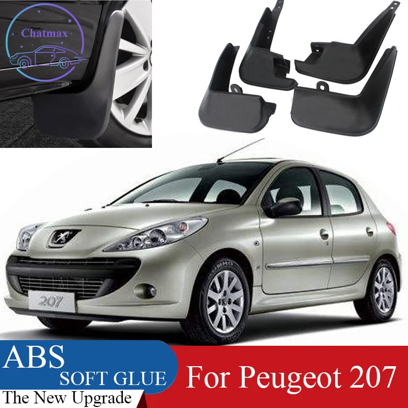 4pcs ABS Front & Rear Fender Protector For Peugeot 207 2008-2013 Car Mud Flaps Splash Guard Mudguard Mudflaps