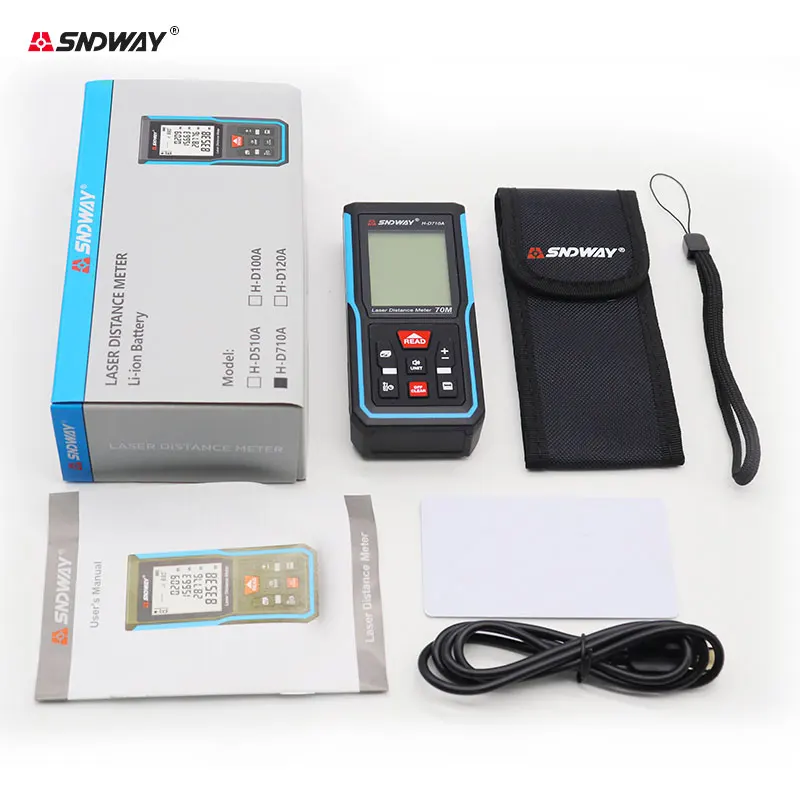 SNDWAY เลเซอร์ระยะทาง50เมตร70M 100M 120M Range Finder อิเล็กทรอนิกส์ระดับไม้บรรทัดเลเซอร์เทปวัด Lazer Metreler