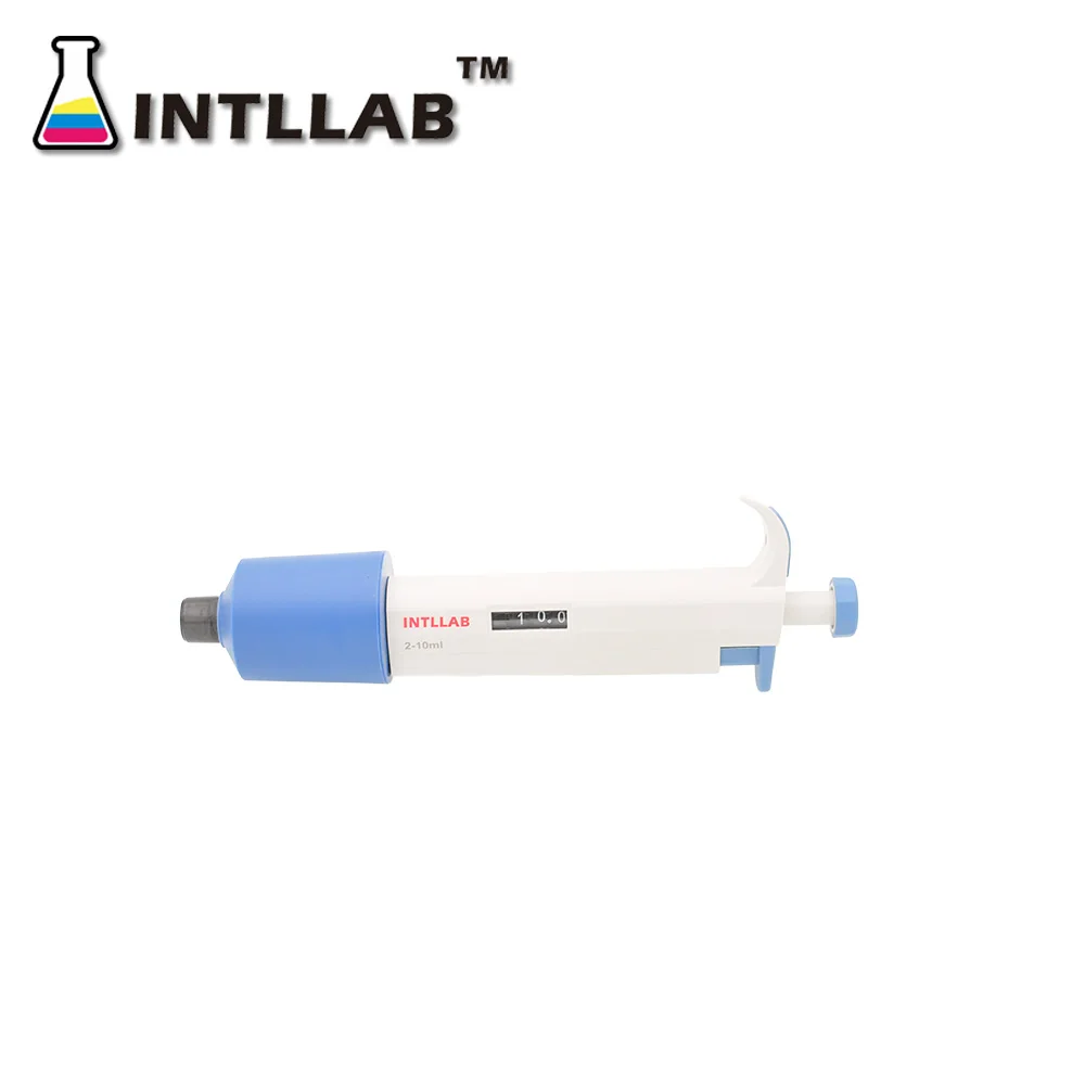 INTLLAB MicroPipette Gun Lab Single Channel Pipette Adjustable Volume Pipette with Tips