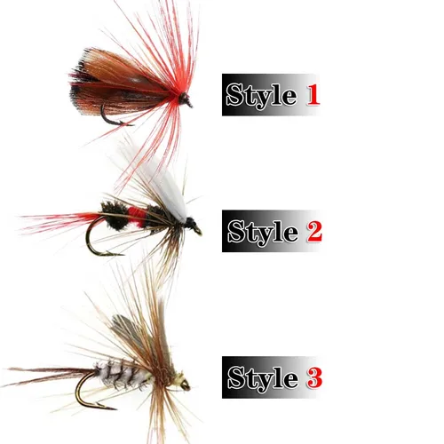 Imagen 2 del producto Juego de cebos de pesca con mosca para mosquitos, Kit de señuelos de mosca seca para trucha, 12/24 piezas, #12