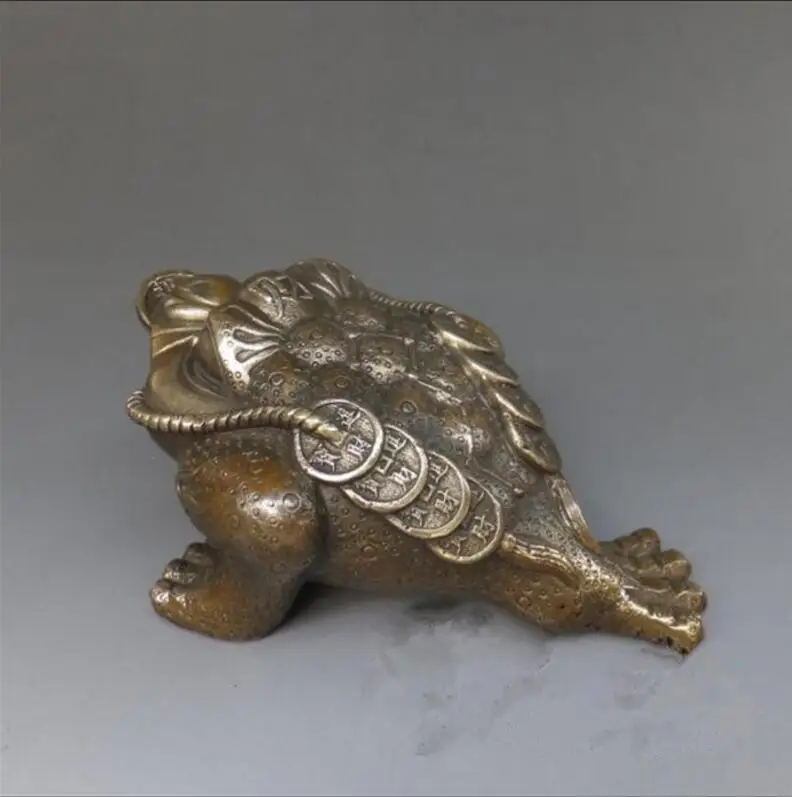 16 cm Three foot antique copper toad copper ornaments Statue Free Shipping