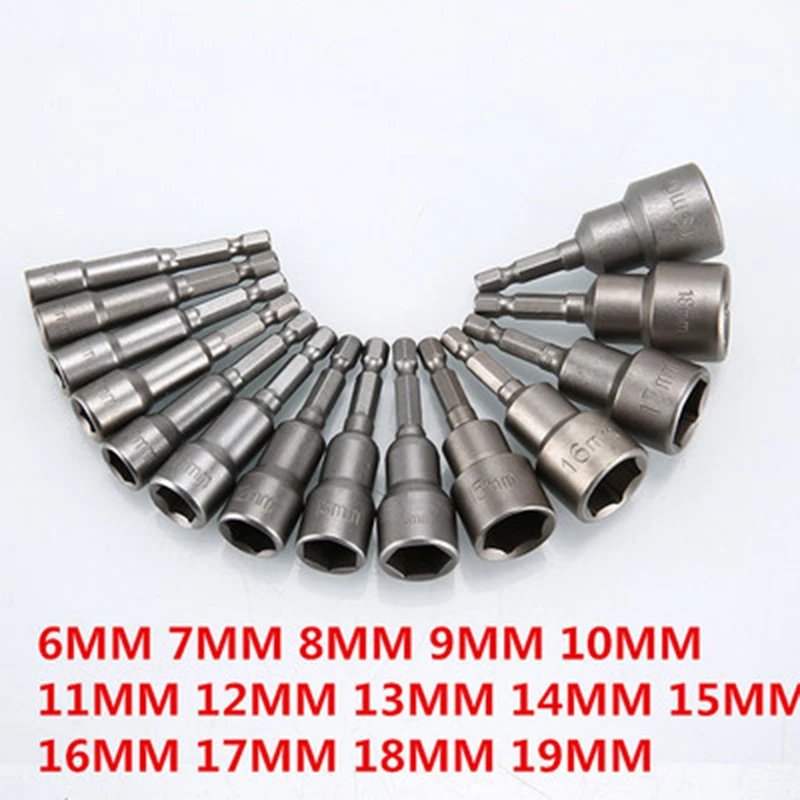 6-19mm Hex Buchse Hülse Düsen Mutter Fahrer Set Magnetische Hex Buchse Hülse Wrench Set Düsen Mutter Fahrer schraubendreher Zubehör