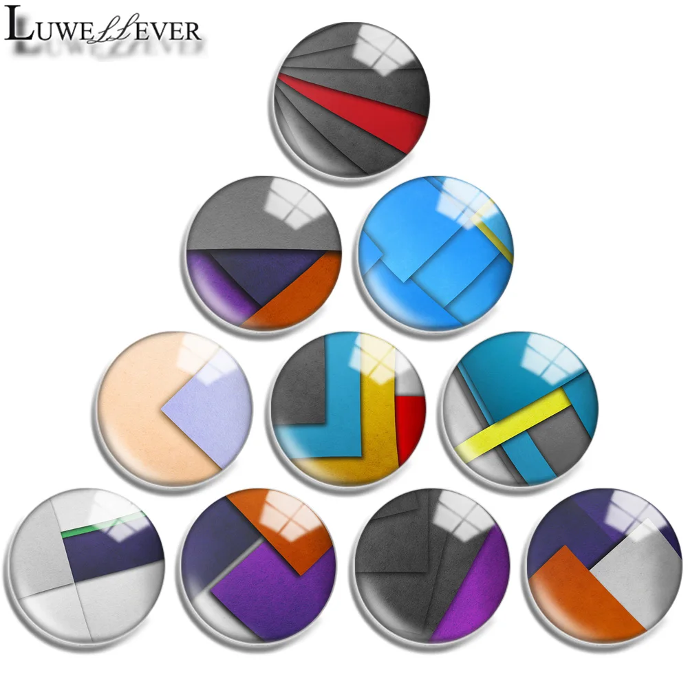 12mm 16mm 20mm 25mm 30mm 40mm 740 Geometry Patterns Mix Round Glass Cabochon Jewelry Finding 18mm Snap Button Charm Bracelet