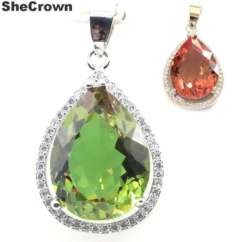 Buy 6 Get 1 Free 32x19mm Water Drop 20x15mm Zultanite Color Changing Alexandrite Topaz Aquamarine Pink Kunzite Silver Pendant