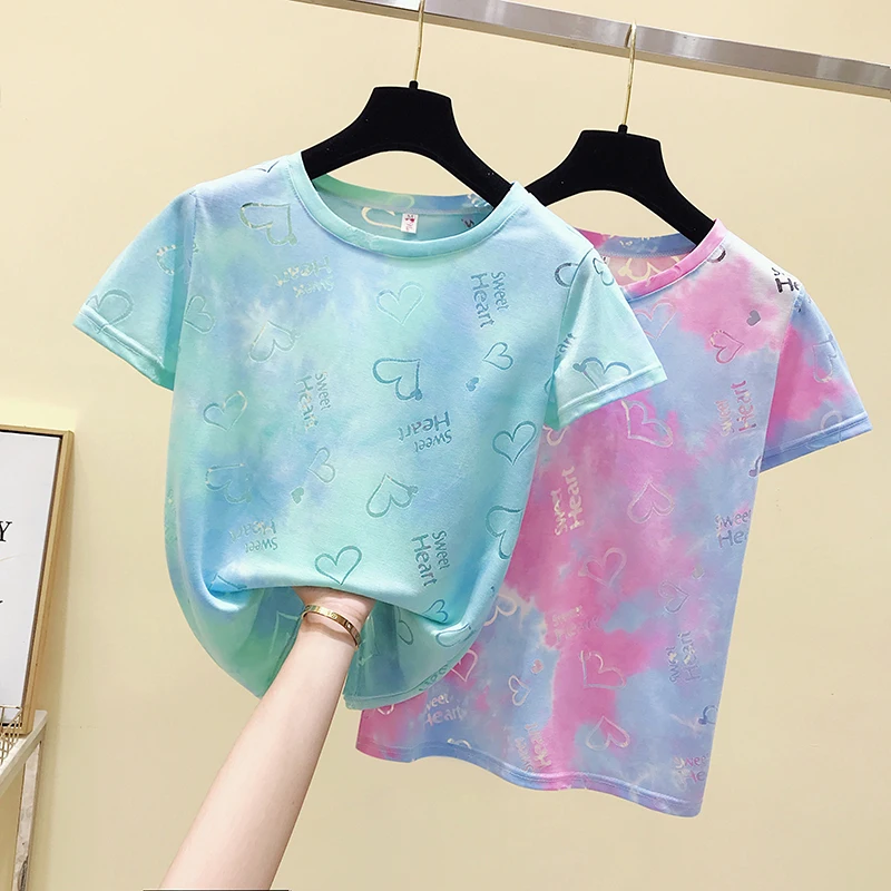 

Summer T Shirt Women Print Kawaii Fashion Hollow T-shirt O Neck Short Sleeve Tops Casual Korean Style Tshirts Female Woman Top