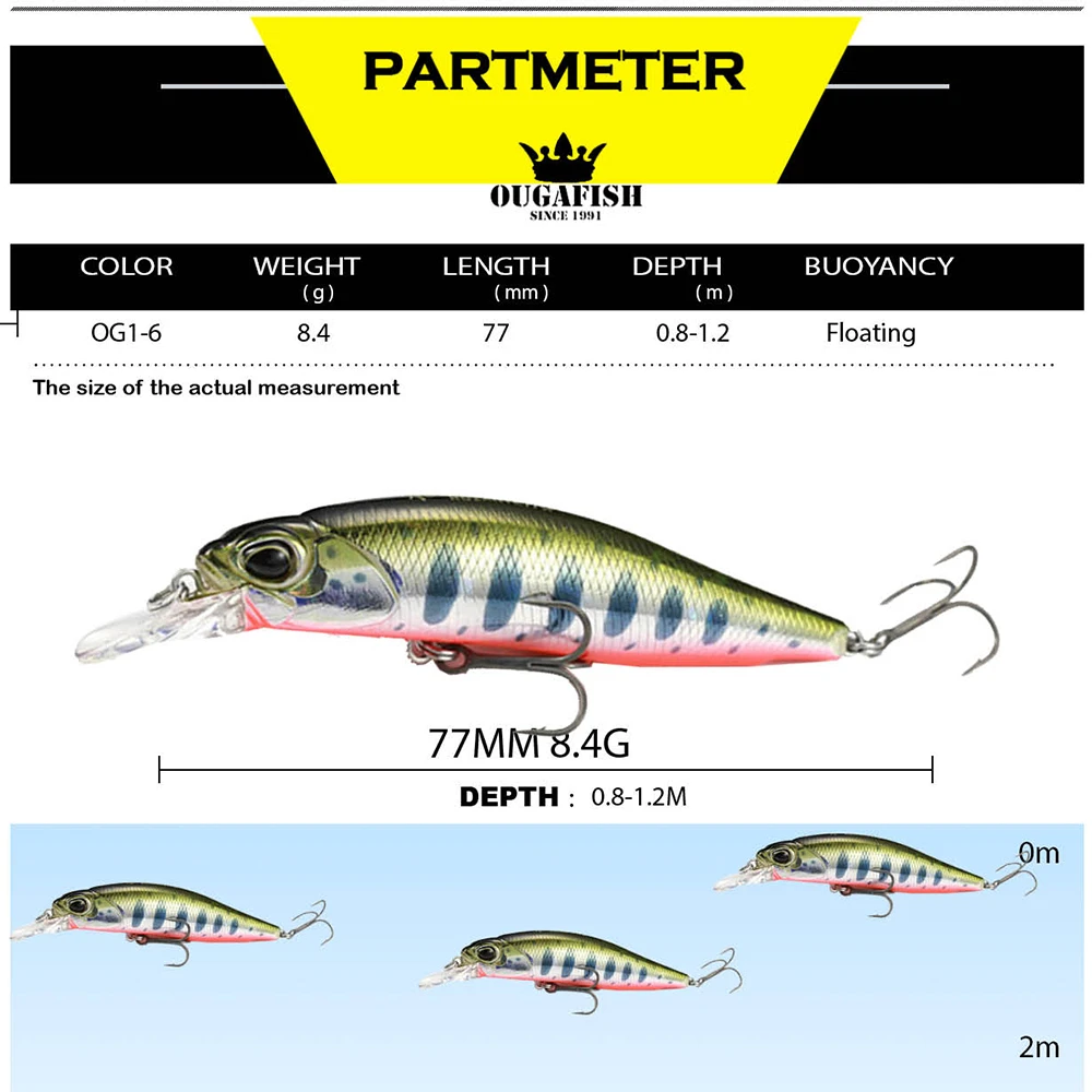 New Jerkbait Fishing Lure Minnow New Bait Mino 77MM 8.4G Wobbler Carp Isca Artificial  Accessories Leurre Souple Lures Equipment