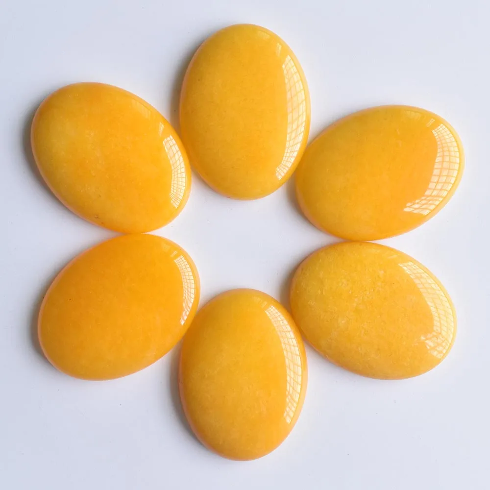 

Wholesale 6pcs/lot high quality natural yellow onyx Oval CABOCHON 30x40mm charm beads for Diy jewelry making free shipping